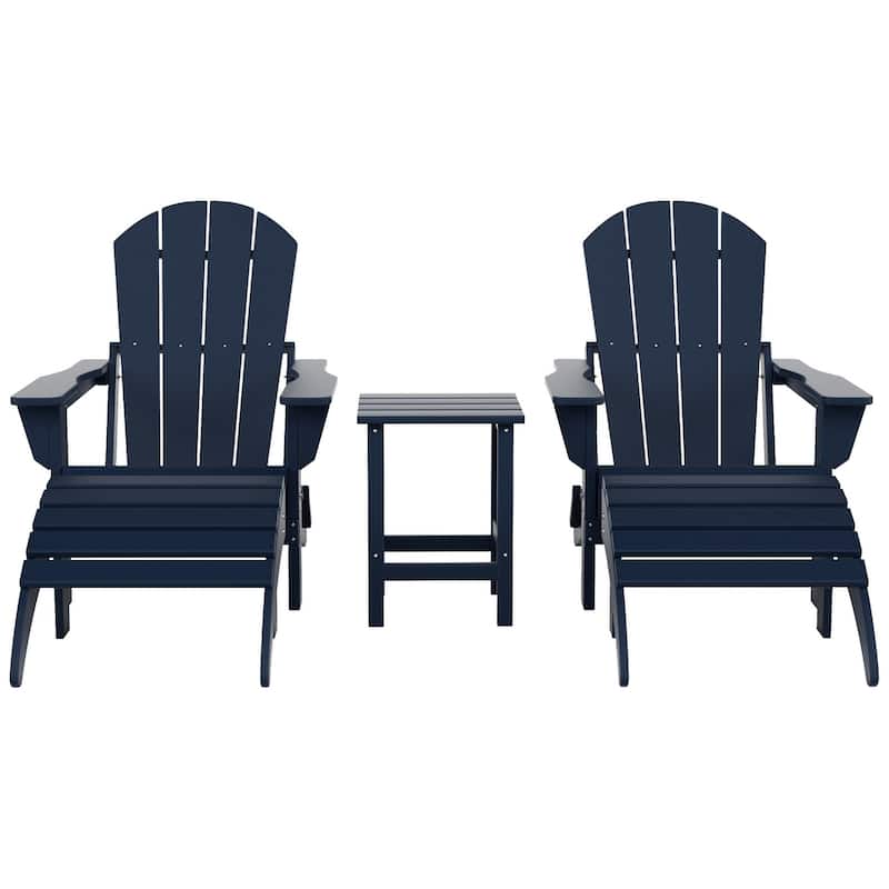 Polytrends Laguna Hdpe All Weather Outdoor Patio Foldable Adirondack Chairs Conversation Set (5-Piece Set)