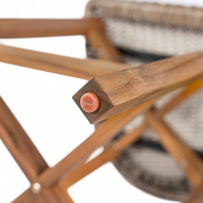 Outdoor Bar Stool, Wood with Wicker, Set of 2