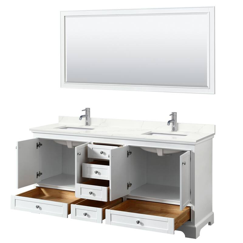 Deborah 72-inch Double Vanity, Quartz Top, 70-inch Mirror