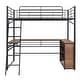preview thumbnail 29 of 48, Loft Bed with 3 Layers of Shelves & L-Shaped Desk, Metal Loft Bed Frame with Safety Guardrails and Inclined Ladder