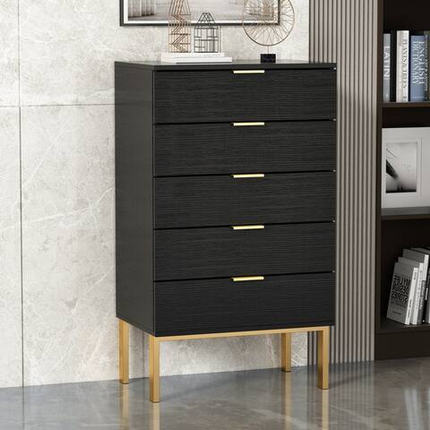 5-drawer Storage Chest Bedroom Nightstand Gadgets Cabinet