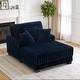 preview thumbnail 3 of 53, 41.7" W Upholstered Plush Corduroy Chaise Lounge with Pillows Navy