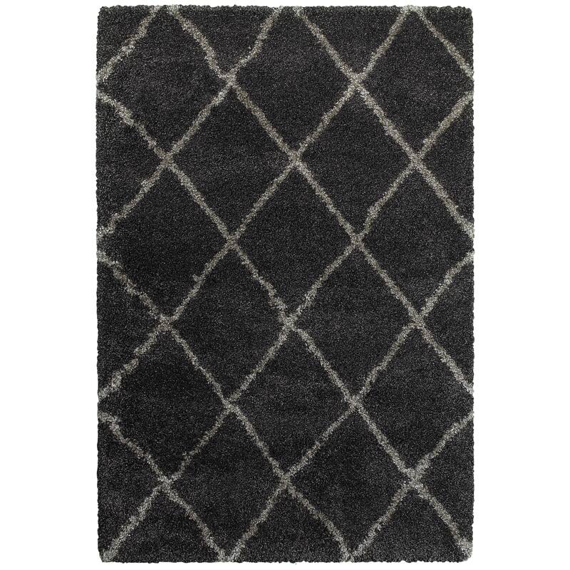 Style Haven Suncrest Charcoal Lattice Shag Area Rug - 6'7" x 9'6" - Charcoal/Grey - Runner/Rectangle