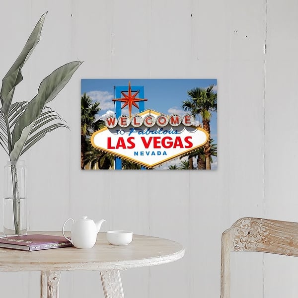 Welcome to Fabulous Las Vegas Nevada Sign Canvas Wall Art - Bed