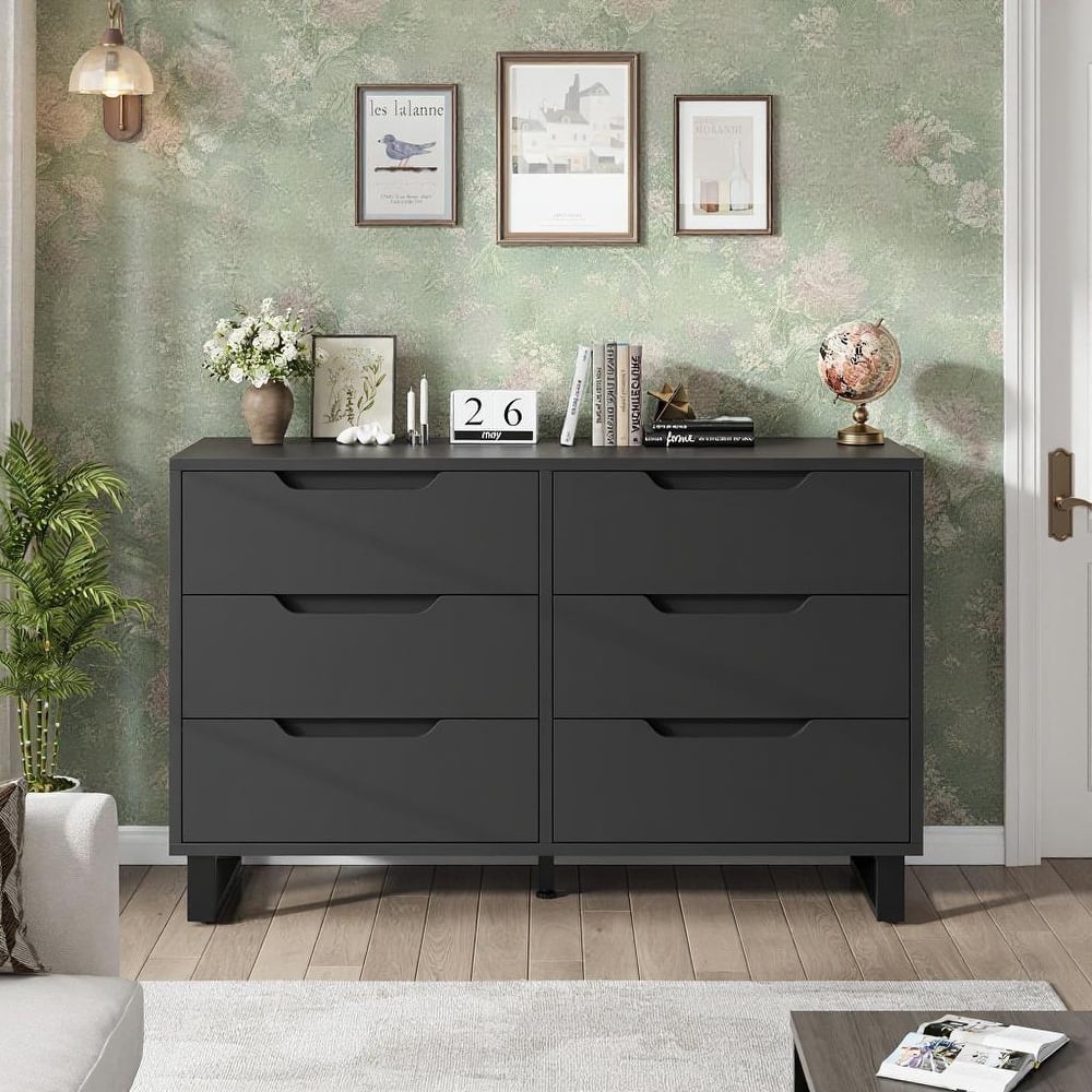 6 Drawers Wood Dressers, with Storage, 47.2"