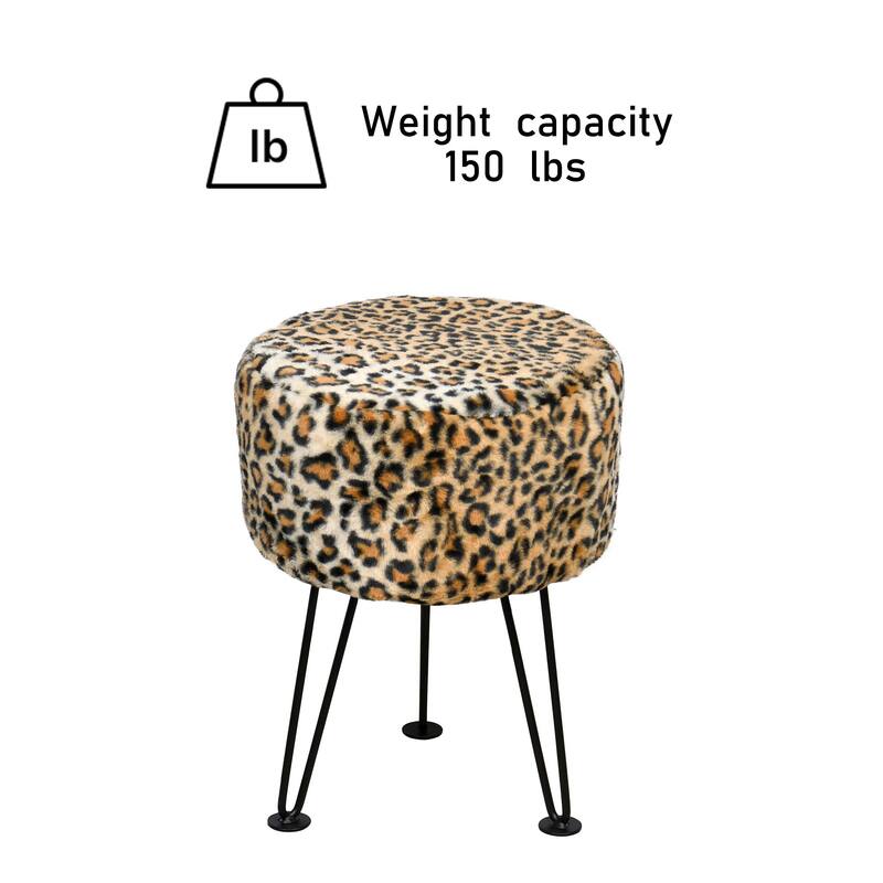 Home Soft Things Animal Pattern Ottoman Bench with Black Metal Legs