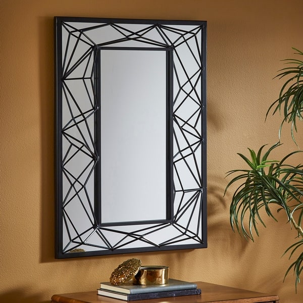 Indrani Rectangular Wall Mirror With Metal Geometric Frame By Inspire Q Bold On Sale Overstock 26565472