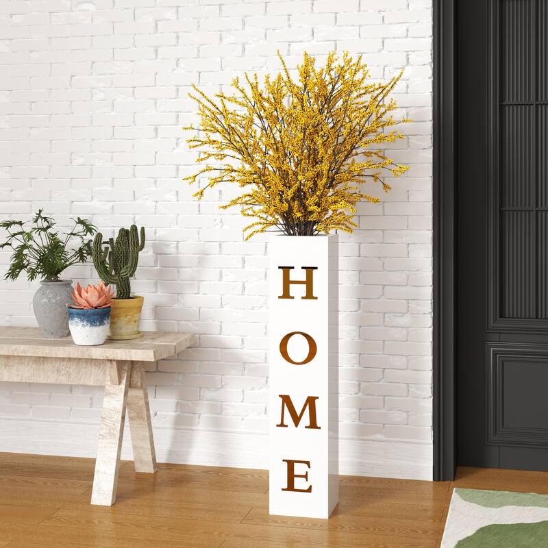 White Wood Vase HOME Letter Floor Vase