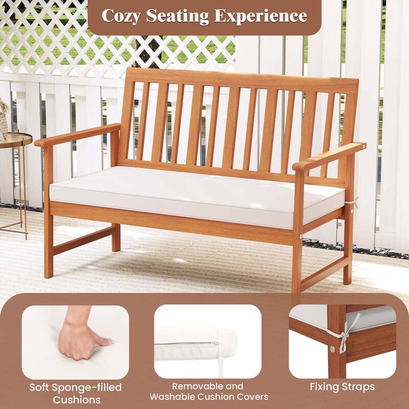 Costway 4/8 PCS Acacia Wood Furniture Set Coffee Table & 2 Armchairs