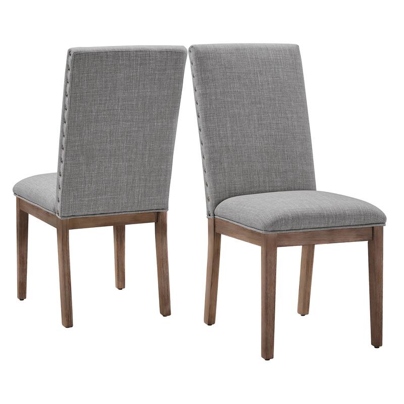 Voyager Nailhead Accent Parson Linen Dining Chair (Set of 2) by iNSPIRE Q Artisan
