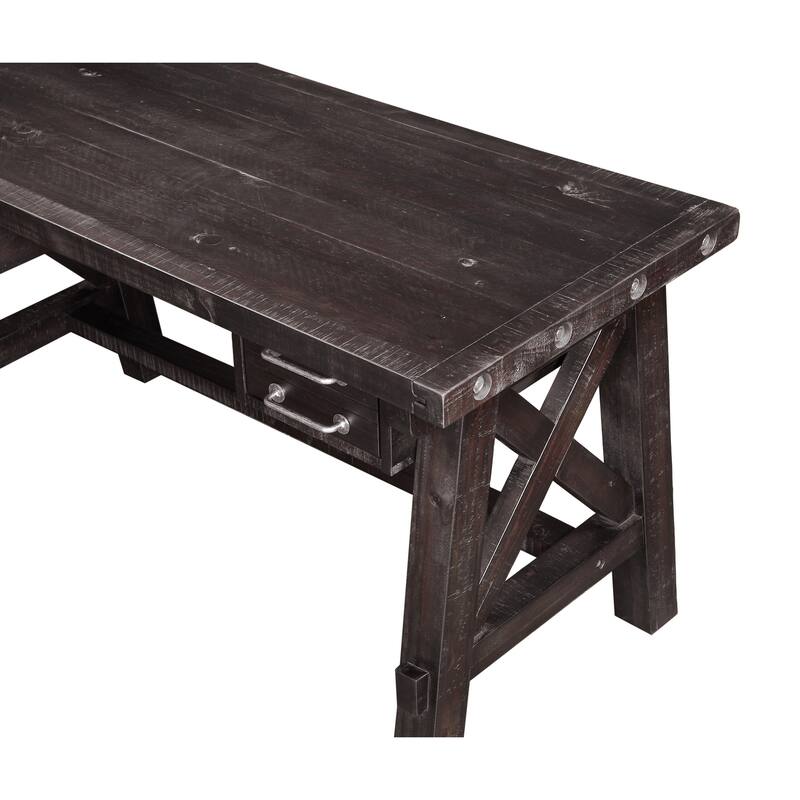 Wooden Desk with Sleek Drawer Storage and Crossed Side Bracing , Brown