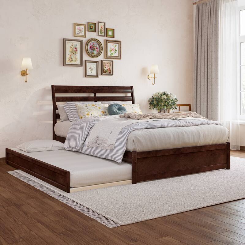 Emelie Platform Bed with Panel Footboard and Twin Trundle