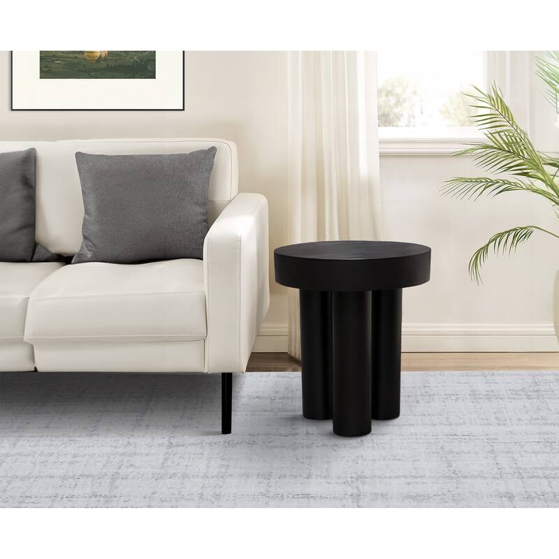 16 in. Black Round Wood End Table, Sturdy Build End Side Table for Living Rooms