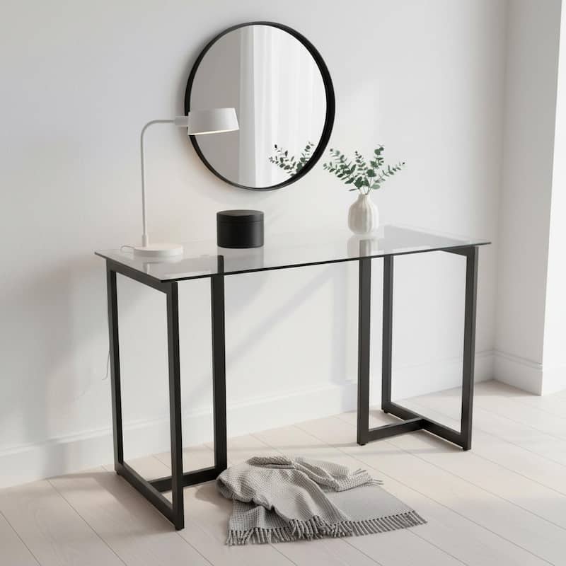 47.2 / 55 Inch Modern Tempered Glass Home Kitchen Restaurant Dining Table - BLK-140