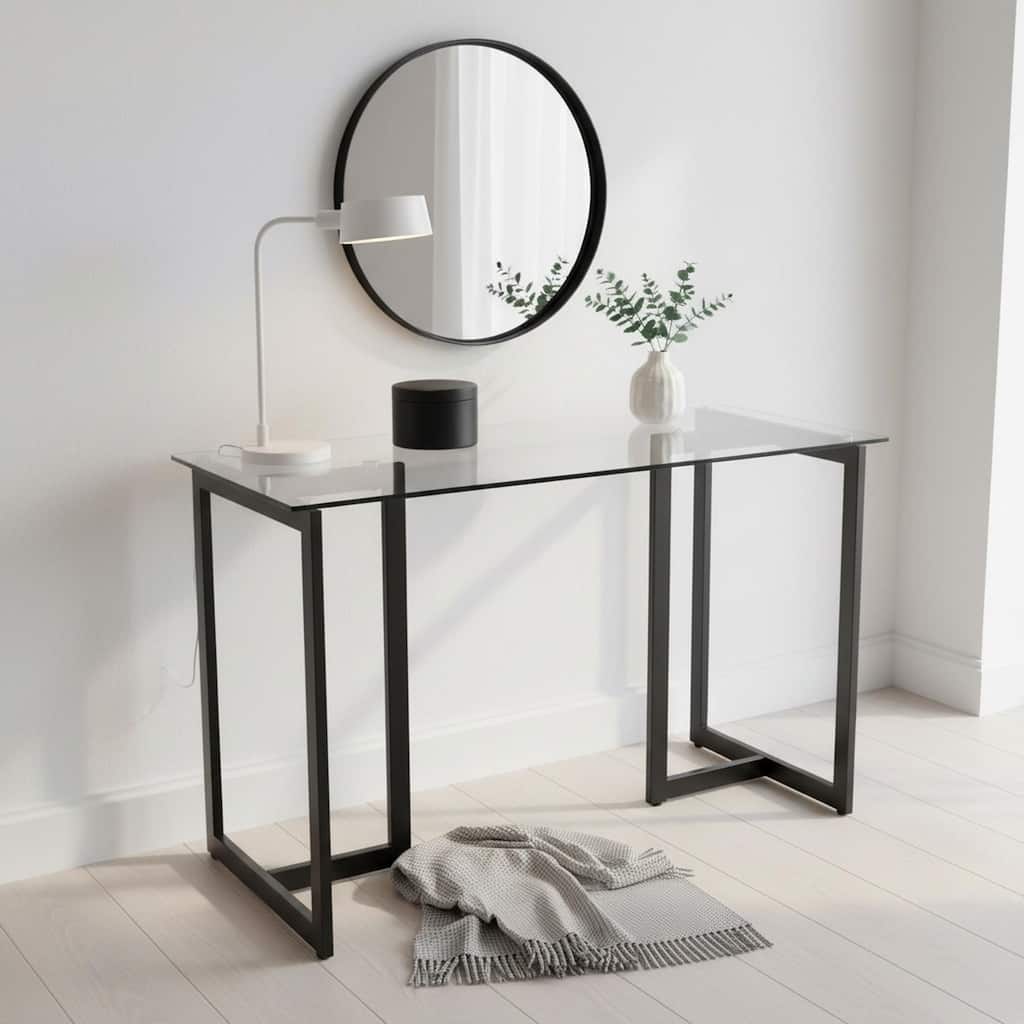 47.2 / 55 Inch Modern Tempered Glass Home Kitchen Restaurant Dining Table