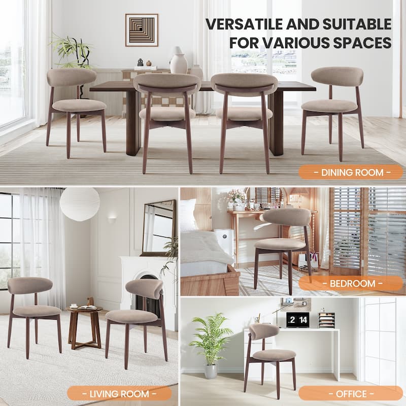 Modern Fabric Upholstered Kitchen Side Chairs, Farmhouse Dining Room Chair with Foot Pegs