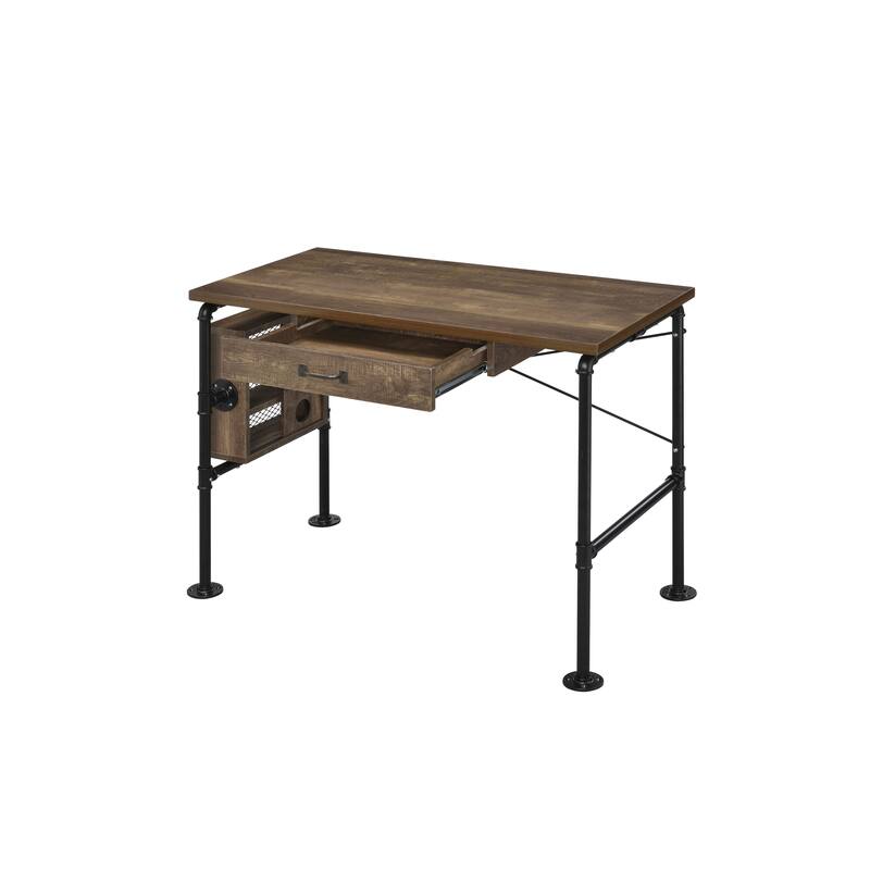 Versatile Weathered Oak Writing Desk with Efficient Storage Options