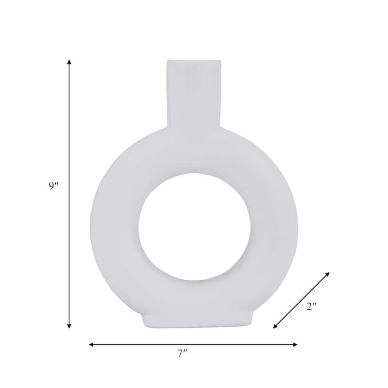 Sagebrook Home Neutral Modern Ceramic Table Accent Round Cut-Out Vase