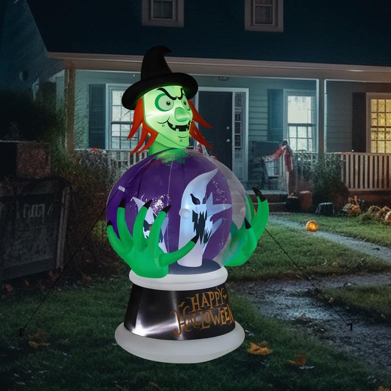 5.9FT Witch's Crystal Ball Inflatable Halloween Outdoor Decorations