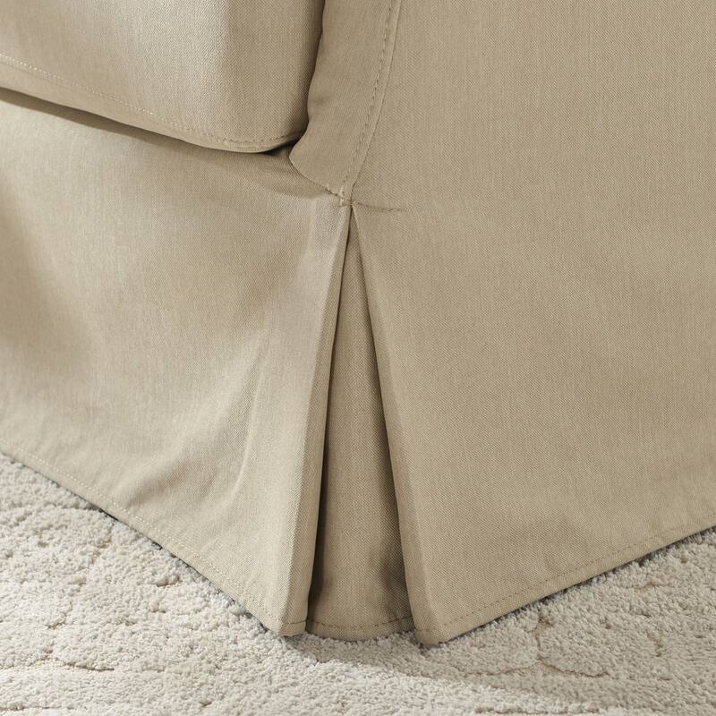 KINWELL 32" W Down Fill Upholstered Slipcovered Swivel Barrel Accent Armchair