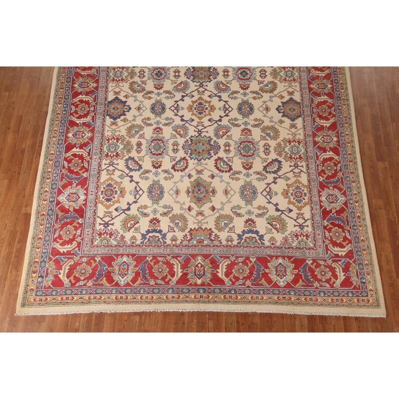 Ivory Kazak Area Rug Handmade Wool Carpet - 8'10"x 11'6"