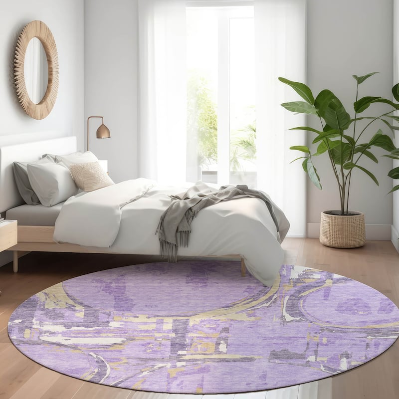 Premium Washable Super Soft Contemporary Casual Mayfield Rug - Lavender - 8' x 8'