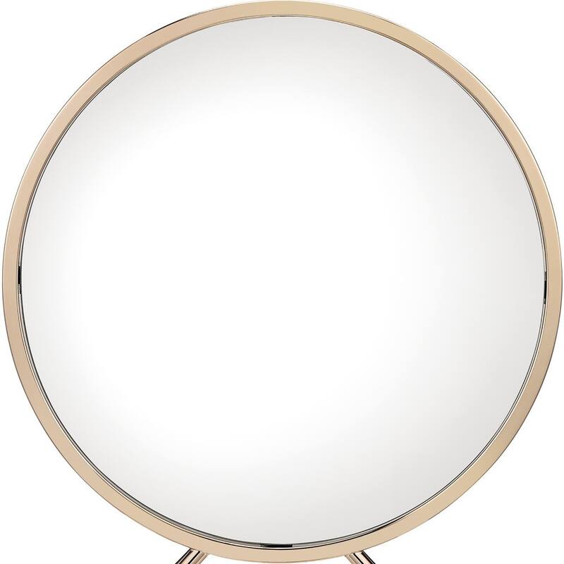 HomeRoots 16" Round Metal Framed Freestanding Mirror - 16' X '16' X '16