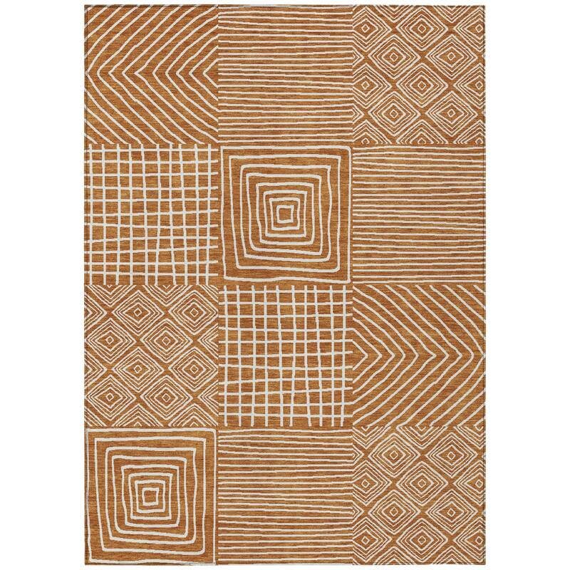 HomeRoots Geometric Transitional Rectangle Outdoor Rug