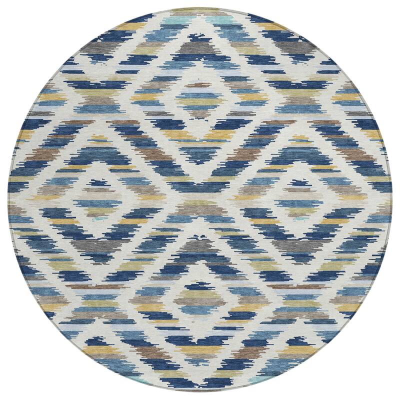 Machine Washable Indoor/ Outdoor Global Diamdon Chantille Rug