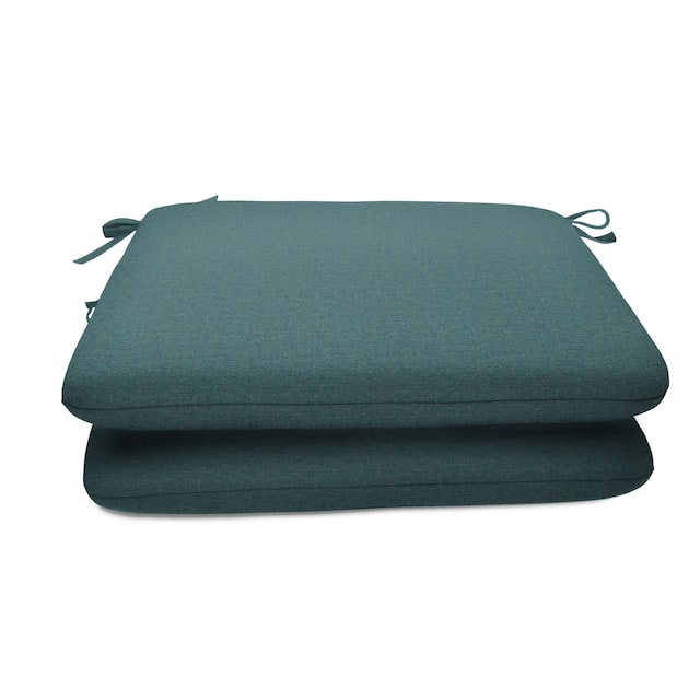 18-inch Square Solid-color Sunbrella Outdoor Seat Cushions (Set of 2) - Cast Lagoon