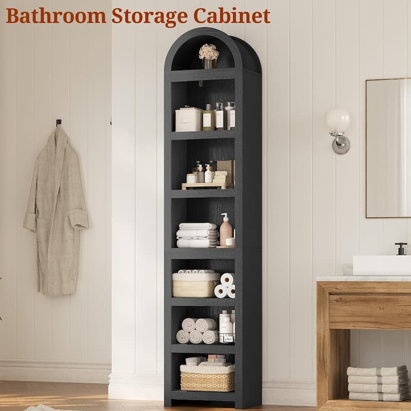 Tall Arched Cabinet Bookcase Storage Bookshelf Door Bathroom Storage Cabinet