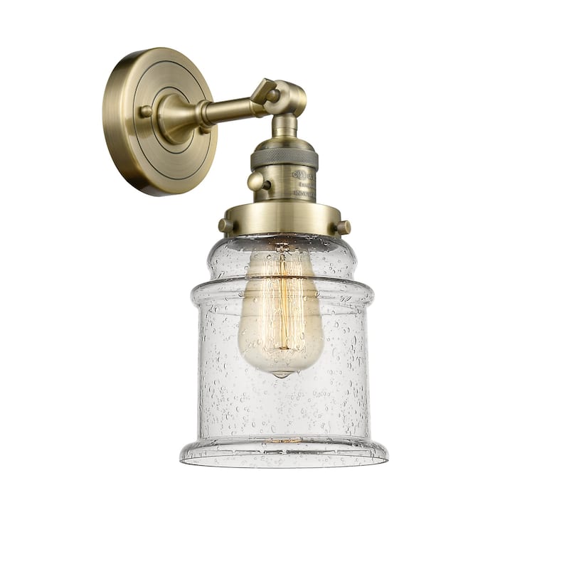 Innovations Lighting Canton Single Light 11" Tall Bathroom Sconce - 3 - Antique Brass / Seedy