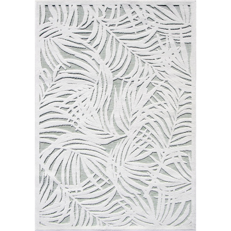 Orian Rugs Boucle Breezy Palms White High Low Indoor Outdoor Area Rug