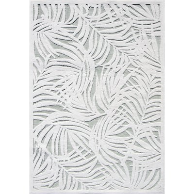 Orian Rugs Boucle Breezy Palms White High Low Indoor Outdoor Area Rug