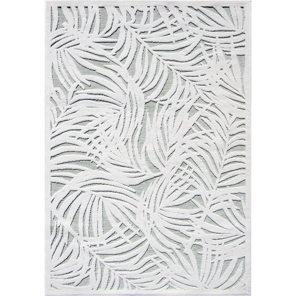 Orian Rugs Boucle Breezy Palms White High Low Indoor Outdoor Area Rug