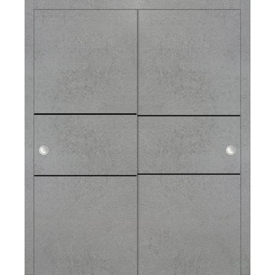 Bypass Doors 36 x 80 Planum 0014 Concrete with Sturdy Rails
