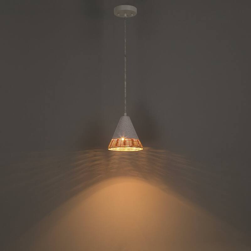 Acroma 1 - Light White Textured Cone Pendant Light - 1-light