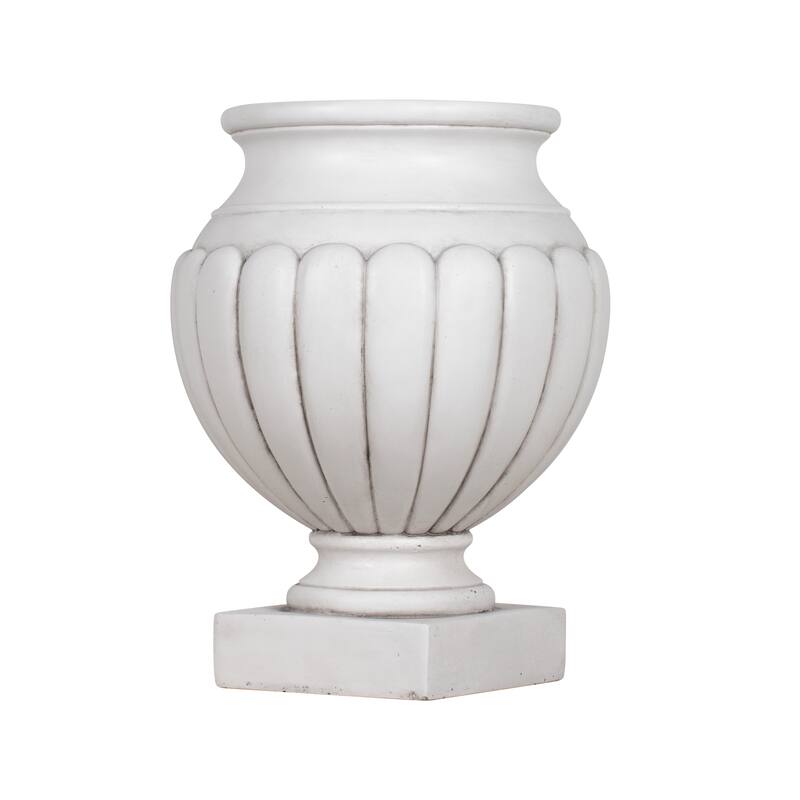 Christopher Knight Home - 23.03"H Classical Scalloped Lightweight Concrete Pedestal Urn Planter for Garden & Front Porch