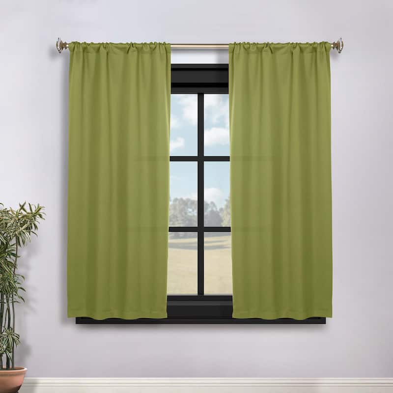 Superior Solid Machine Washable Room Darkening Semi-Blackout Curtains, Set of 2