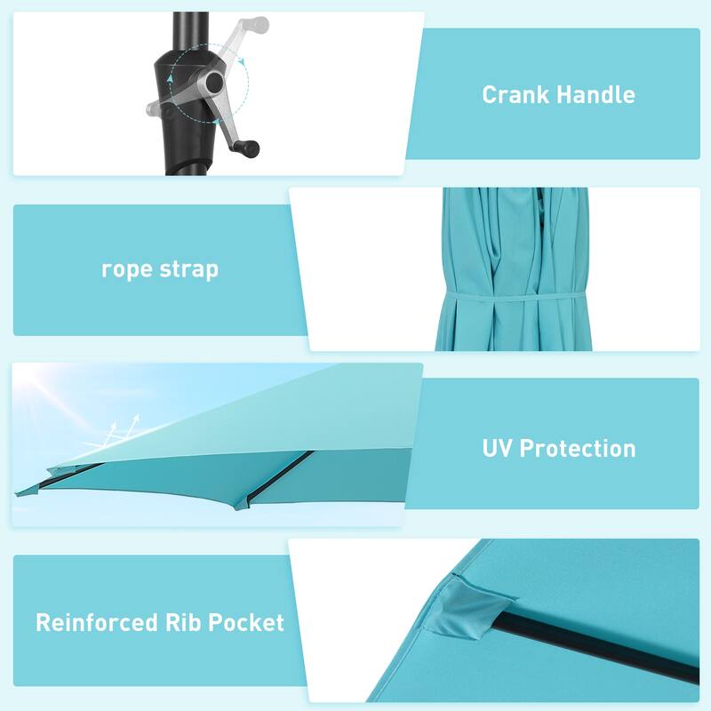 Autlaycil 15 ft Patio Umbrella with Base & 48 LED lights for Outdoor Umbrella