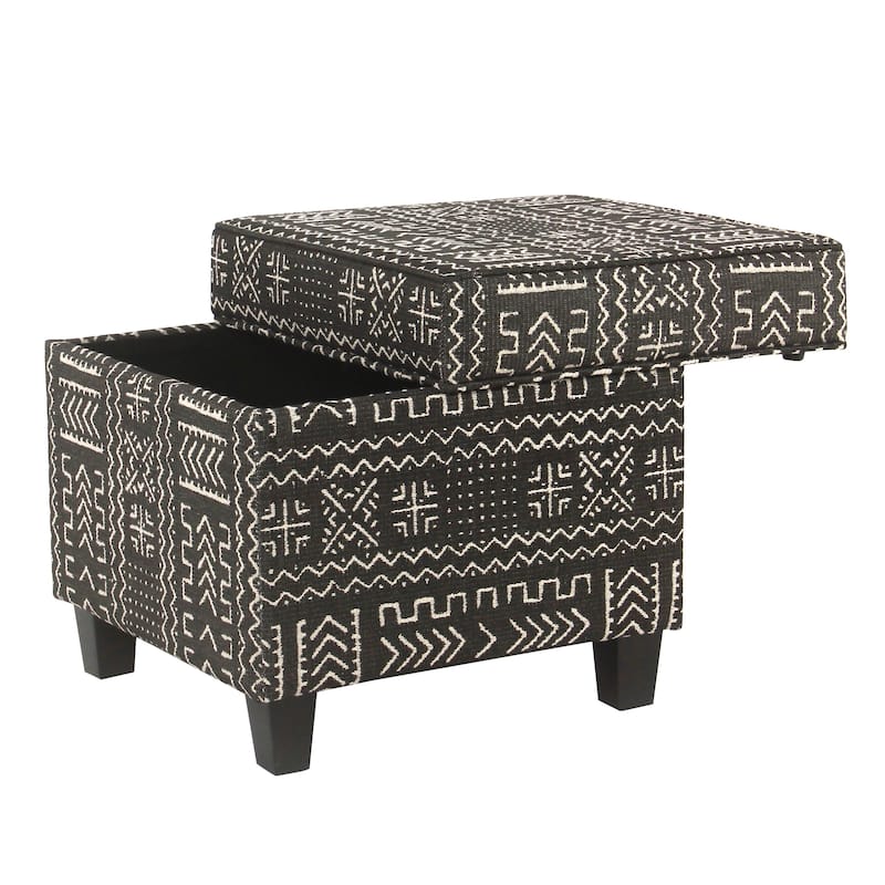 Carson Carrington Birkerod Onyx Square Ottoman with Lift Off Top