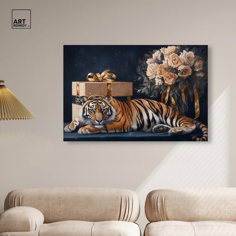 Tiger Glam Gift Boxes Canvas by Art Remedy, Gallery Wrapped