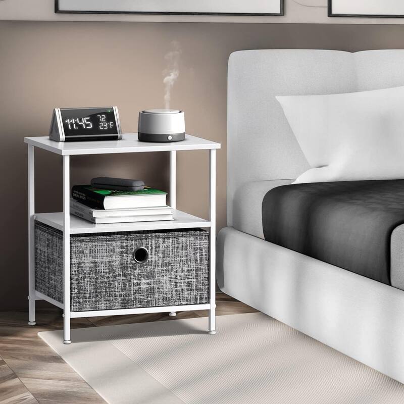 Nightstand 1-Drawer Shelf Storage - Bedside Furniture End Table Chest