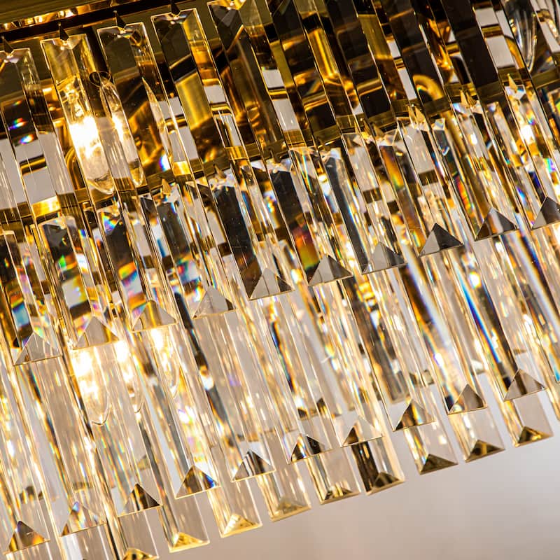 CraftHome 12-Light Mid-Century Modern Gold Fringe Crystal Chandelier for Dining Room