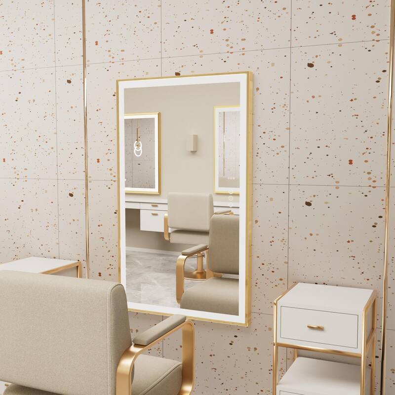 LED Bathroom Mirror Aluminum Framed Anti-Fog Stepless Dimmable Memory
