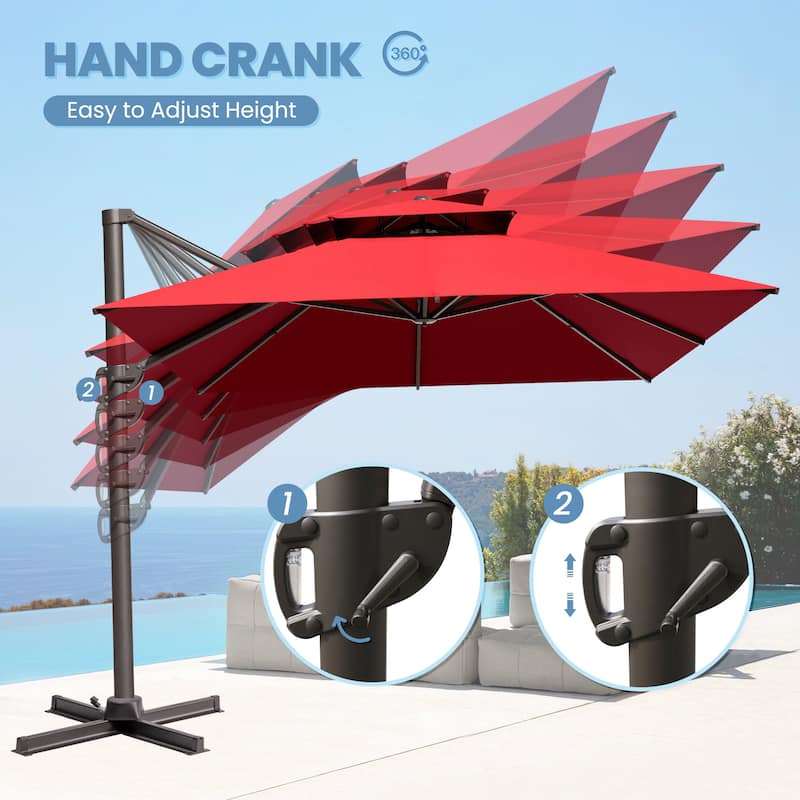 Crestlive Products 10 x 13ft Outdoor Patio Cantilever Umbrella with Base