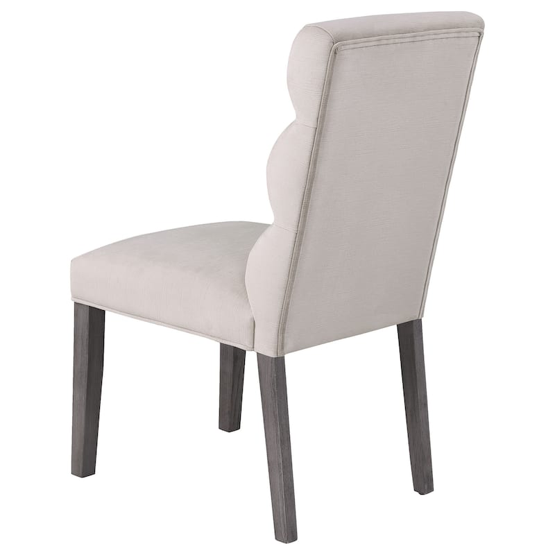 Cary Dining Chair Set of 2, Stone Gray Fabric, Tufted Foam Filled Cushion
