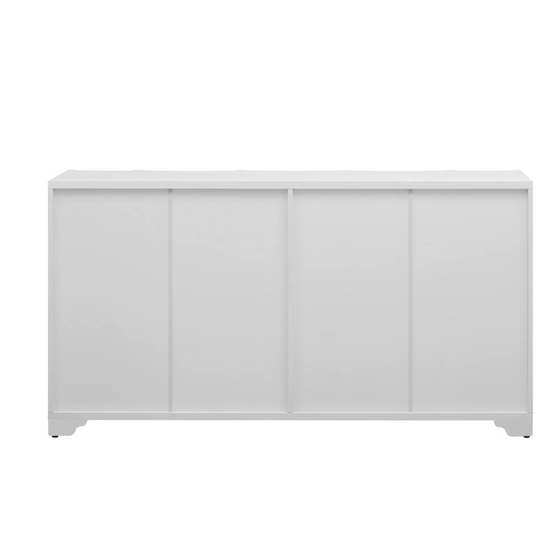 4-Door Sideboard Adorned with Intricate Linear Accents
