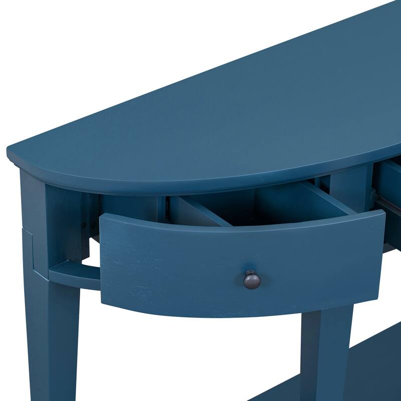 Roomfitters Modern Curved Console Table with 3 Drawers and 1 Shelf, Ideal for Hallway, Entryway, or Living Room