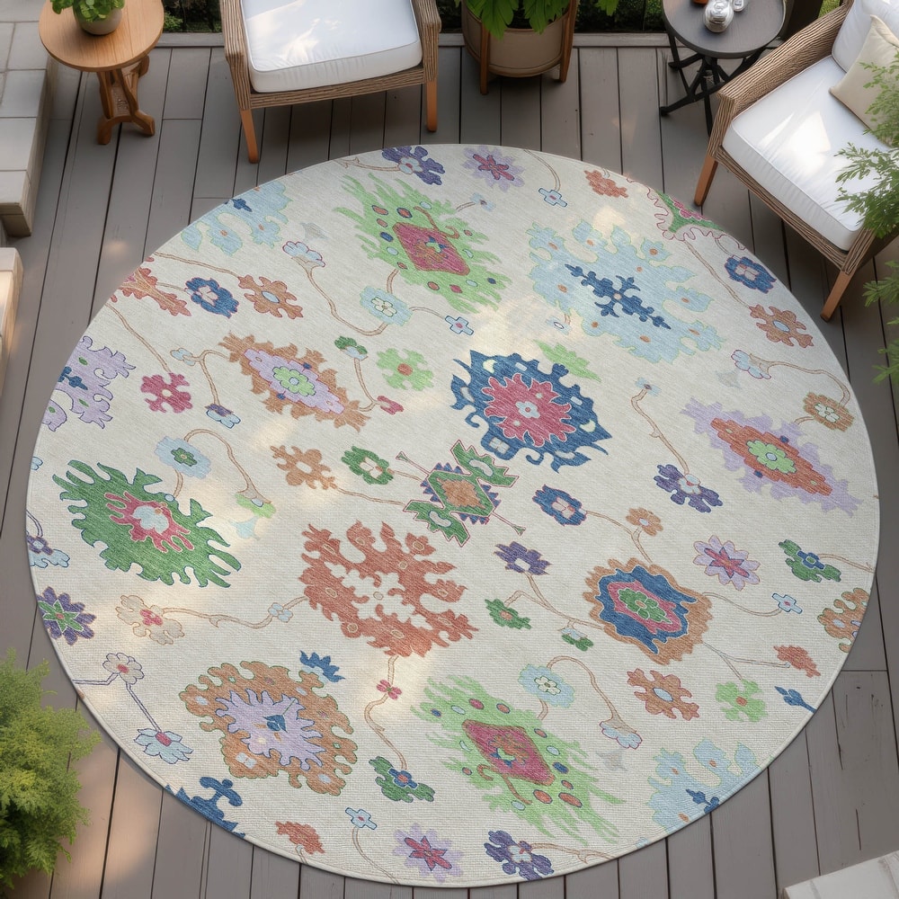 Machine Washable Indoor/ Outdoor Traditonal Delhi Chantille Rug